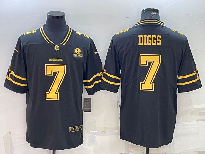 Men Dallas Cowboys 7 Diggs Black Gold 2022 Nike Limited Vapor Untouchable NFL Jersey